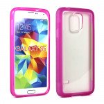 Wholesale Samsung Galaxy S5 SM-G900 Gummy Hybrid Case (HotPink Clear)